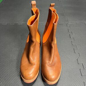 Cole Haan Waterproof Brown Leather Chelsea Boots With Orange Soles Womens Size 8
